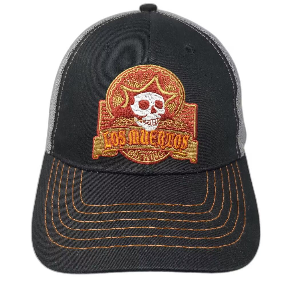 Brewery Branding Co Los Muertos Brewing Trucker Hat Black Gray Snapback OS Mesh